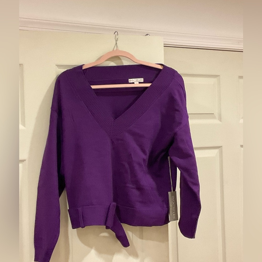 Eva Mendes Purple Sweater